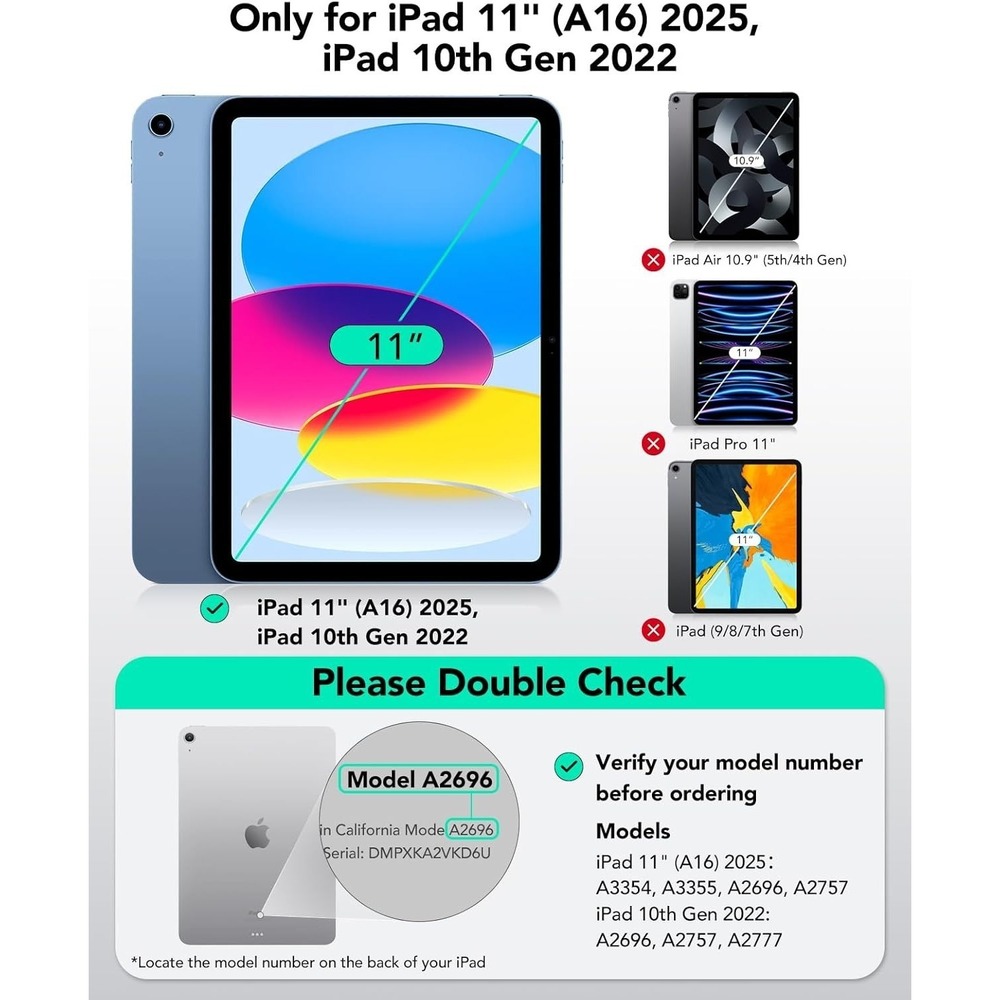 ESR iPad 10th 11th Gen 10.9 Keyboard Case Magnetic Trackpad Dark Gray - Picture 8 of 12